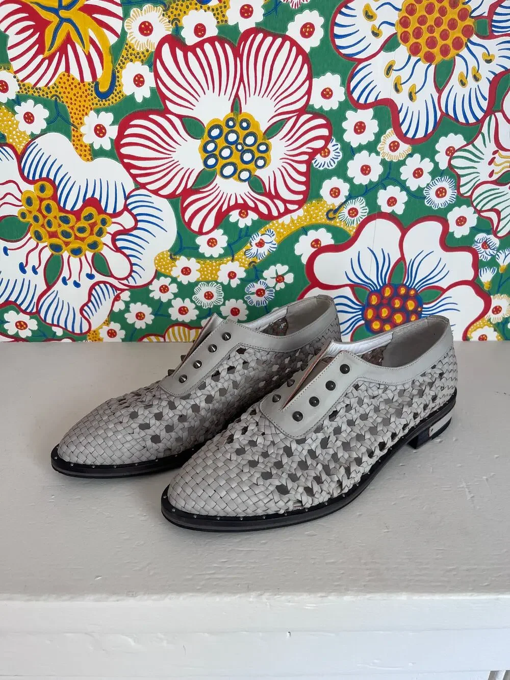 Freda Salvador Woven Studded Laceless Oxford Loafers 6.5 | Artisan Leather